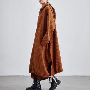 Plus Size Drawstring Hooded Cloak Dress