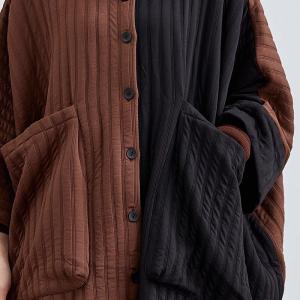 Brown and Black Big Pockets Designer Cocoon Coat
