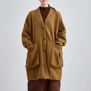 Big Pocket Midi Oversized Yellow Coat