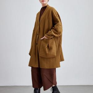 Big Pocket Midi Oversized Yellow Coat