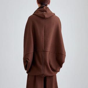 Front Zip Short Brown Hooded Jacket