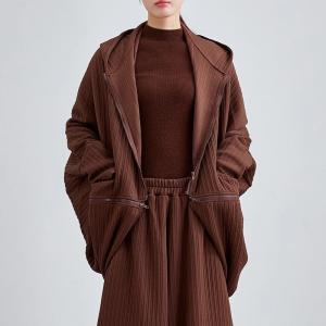 Front Zip Short Brown Hooded Jacket