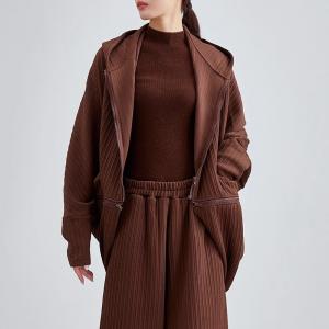 Front Zip Short Brown Hooded Jacket