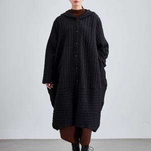 Modest Fashion Black Hoodie Cocoon Coat