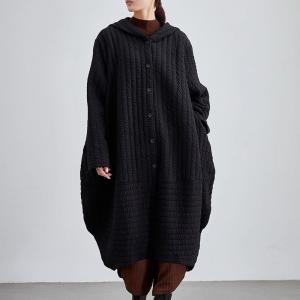 Modest Fashion Black Hoodie Cocoon Coat