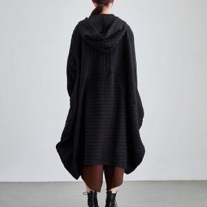 Modest Fashion Black Hoodie Cocoon Coat