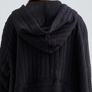 Modest Fashion Black Hoodie Cocoon Coat