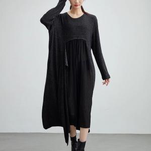 Asymmetrical Knitted Cotton Casual Modest Dress