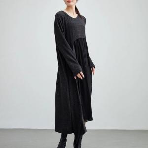Asymmetrical Knitted Cotton Casual Modest Dress