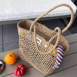 Handwoven Wicker Tote Bag Beach Vacation Picnic Shoulder Basket