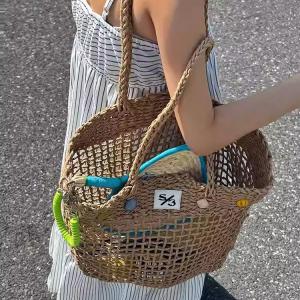 Handwoven Wicker Tote Bag Beach Vacation Picnic Shoulder Basket