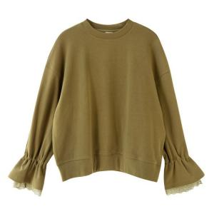 Lace Flare Sleeves Oversized Cotton Sweatshirt