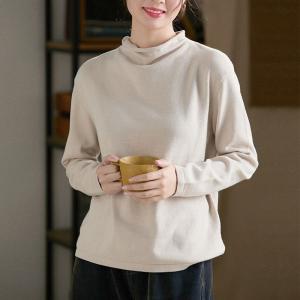 Basic Style Mock Neck Plain Sweater