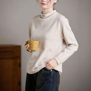 Basic Style Mock Neck Plain Sweater