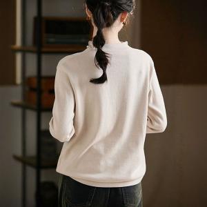 Basic Style Mock Neck Plain Sweater