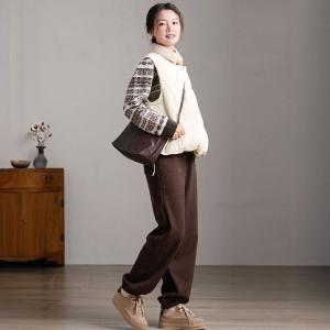 Copenhagen Style Coffee Crew Neck Wool Fair Isle Sweater