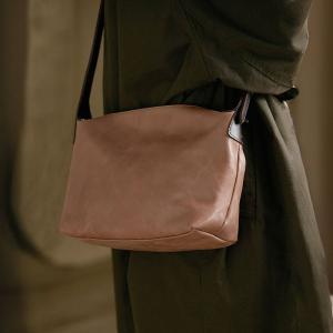 Cowhide Leather Coffee Handmade Hobo Bag