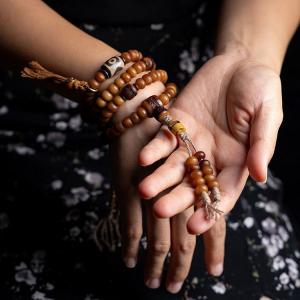 Natural Tibetan Yak Bone 108 Mala Bead Prayer Bracelet Necklace