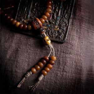 Natural Tibetan Yak Bone 108 Mala Bead Prayer Bracelet Necklace