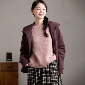Crew Neck Pink Yak Wool Sweater
