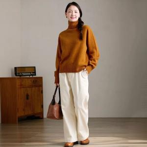Winter Sheep Wool Plain Turtle Neck Sweater