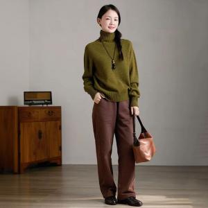 Winter Sheep Wool Plain Turtle Neck Sweater