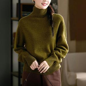 Winter Sheep Wool Plain Turtle Neck Sweater