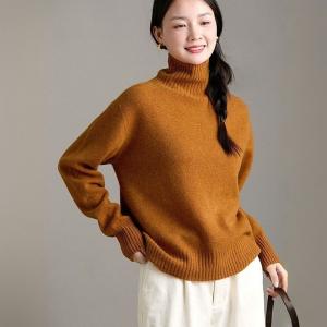 Winter Sheep Wool Plain Turtle Neck Sweater