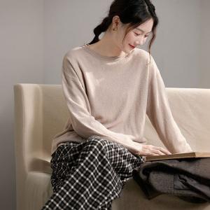 Linen Blend Knitted Apricot T-shirt