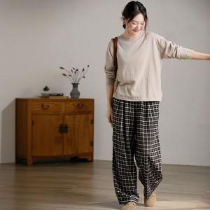 Linen Blend Knitted Apricot T-shirt