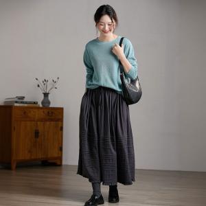 Causal Chic Blue Linen Knit Wear