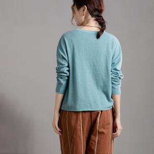 Causal Chic Blue Linen Knit Wear
