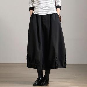 Black Modest Ruffled Cocoon Skirt