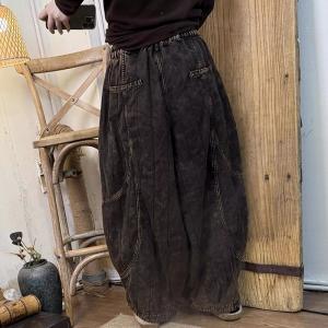 Plus Size Black Vintage Wash Barrel Jeans