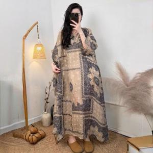 Boho Printed Organic Ramie Loose Spring Dress