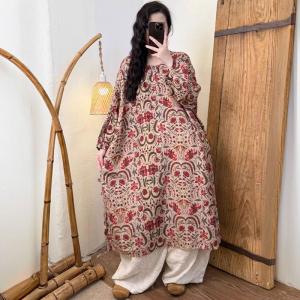 Marbella Style Printed Ramie Loose Tunic Dress