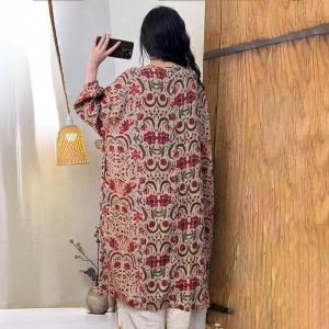 Marbella Style Printed Ramie Loose Tunic Dress