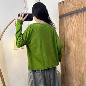 Front Pockets Long Sleeves Cotton T-shirt