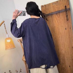 Solid Colors Cotton Oversized Fringed T-shirt