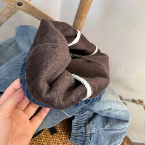 Drawstring Waist Fleeced Straight Leg Jeans