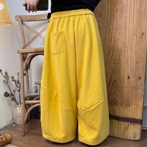 Warm-Lined Cotton Wide Leg Sweatpants