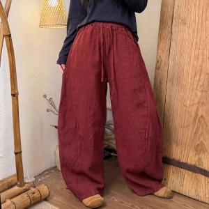 Cozy Casual Organic Linen Long Barrel Pants