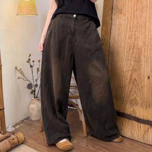 Straight Leg Black High Rise Vintage Wash Jeans