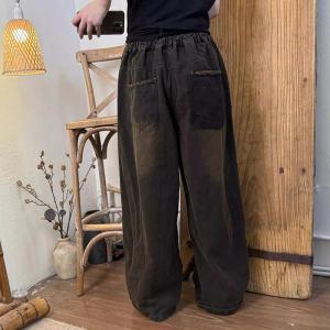 Straight Leg Black High Rise Vintage Wash Jeans