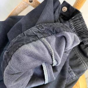 High Rise Stone Wash Fleeced Barrel Jeans