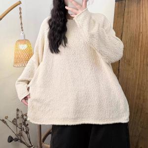 Long Sleeves Plain Linen Knitwear