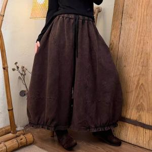 Drawstring Waist Cotton Balloon Wide Leg Pants