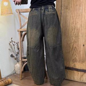 Blue Pockets Black Vintage Wash Barrel Jeans