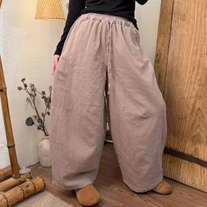 Comfy Organic Linen Quilted Barrel Pants