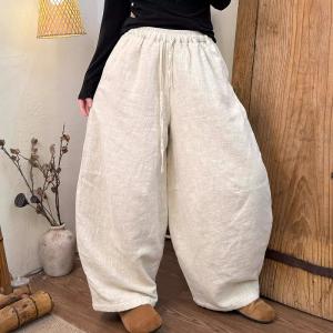 Comfy Organic Linen Quilted Barrel Pants